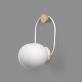 Portable LED Table Lamp with Glass Shade and Integrated Metal Handle for Indoor Use