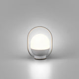 Portable LED Table Lamp with Glass Shade and Integrated Metal Handle for Indoor Use