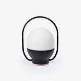 Portable LED Table Lamp with Glass Shade and Integrated Metal Handle for Indoor Use