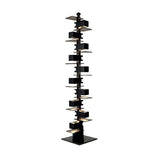 Modern Taliesin Style Stacked Wood Box Floor Lamp with Warm Ambient Uplight