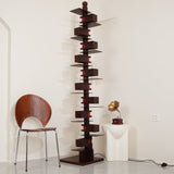 Modern Taliesin Style Stacked Wood Box Floor Lamp with Warm Ambient Uplight