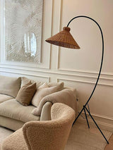 Tana Large Woven Rattan Floor Lamp Bell Shaped Standing Light for Modern Living Room