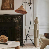 Tana Large Woven Rattan Floor Lamp Bell Shaped Standing Light for Modern Living Room
