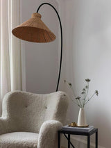 Tana Large Woven Rattan Floor Lamp Bell Shaped Standing Light for Modern Living Room