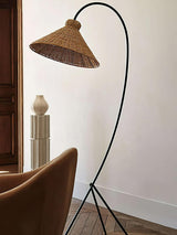 Tana Large Woven Rattan Floor Lamp Bell Shaped Standing Light for Modern Living Room