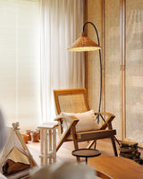 Tana Large Woven Rattan Floor Lamp Bell Shaped Standing Light for Modern Living Room