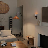 Tana Large Woven Rattan Floor Lamp Bell Shaped Standing Light for Modern Living Room
