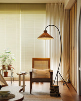 Tana Large Woven Rattan Floor Lamp Bell Shaped Standing Light for Modern Living Room