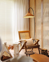Tana Large Woven Rattan Floor Lamp Bell Shaped Standing Light for Modern Living Room
