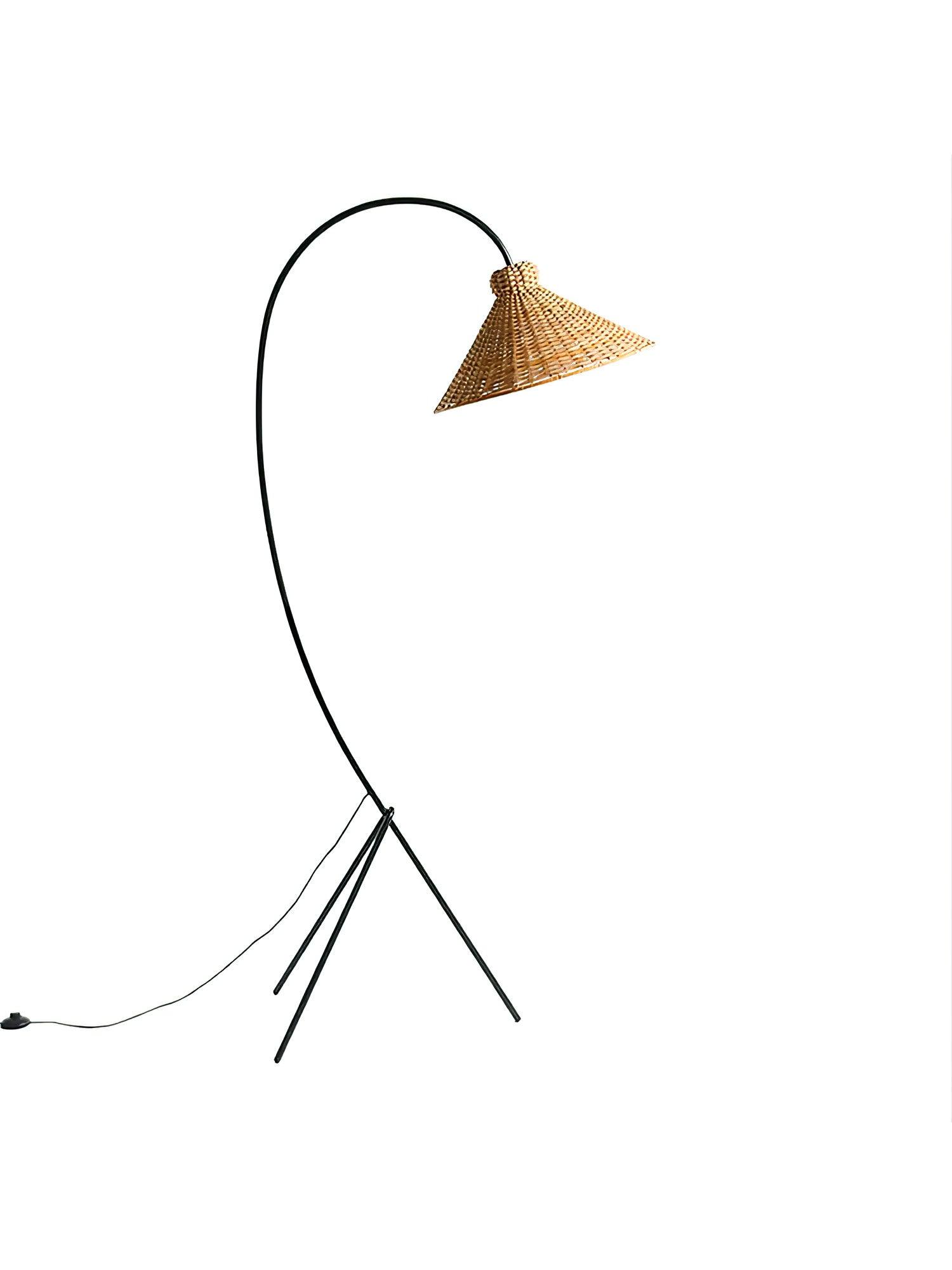 Tana Large Woven Rattan Floor Lamp Bell Shaped Standing Light for Modern Living Room