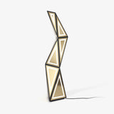 Modern Geometric Tapered Cube Floor Lamp with Integrated LED Black and Gold Finish for Living Room