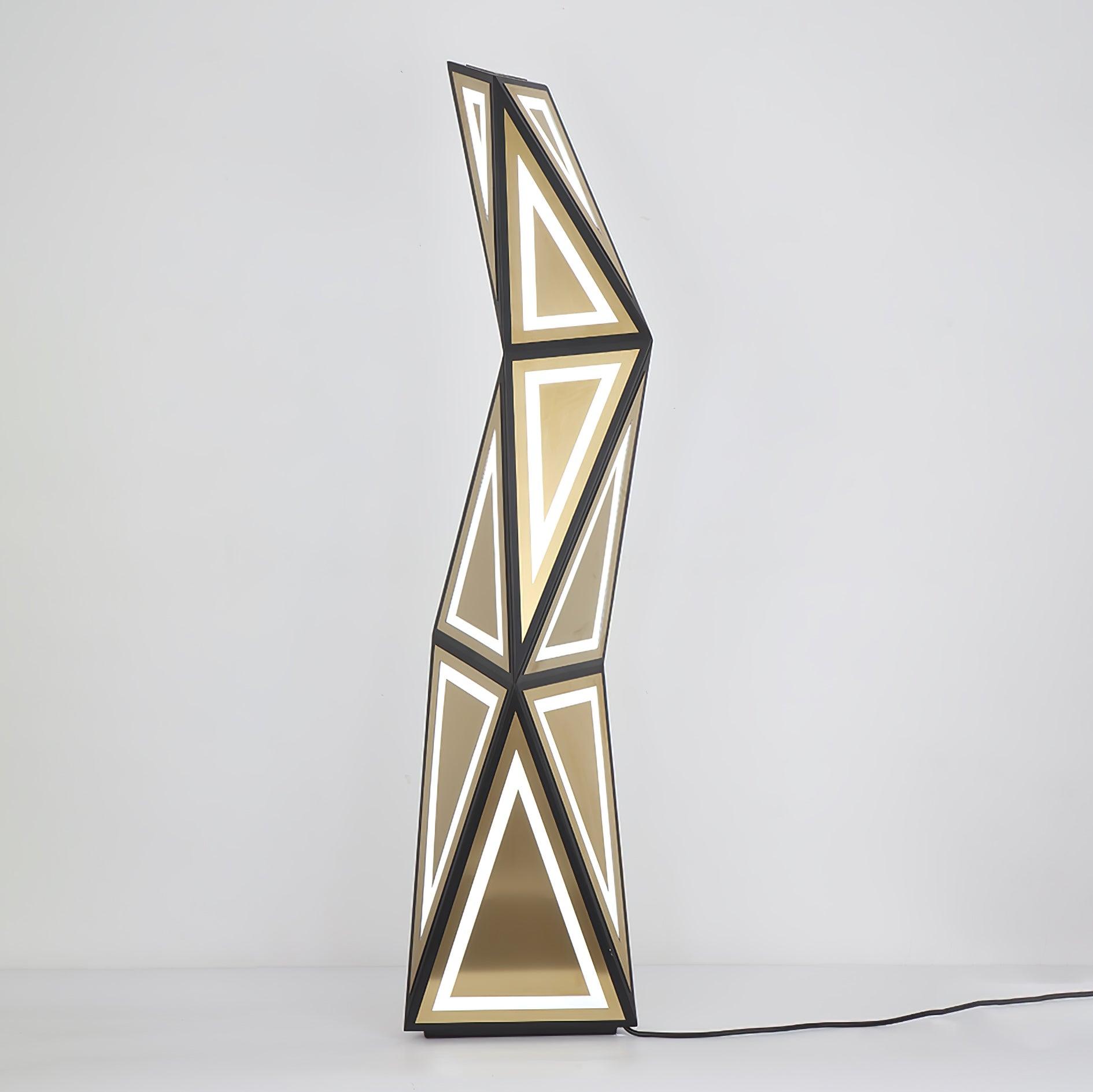 Modern Geometric Tapered Cube Floor Lamp with Integrated LED Black and Gold Finish for Living Room