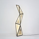 Modern Geometric Tapered Cube Floor Lamp with Integrated LED Black and Gold Finish for Living Room