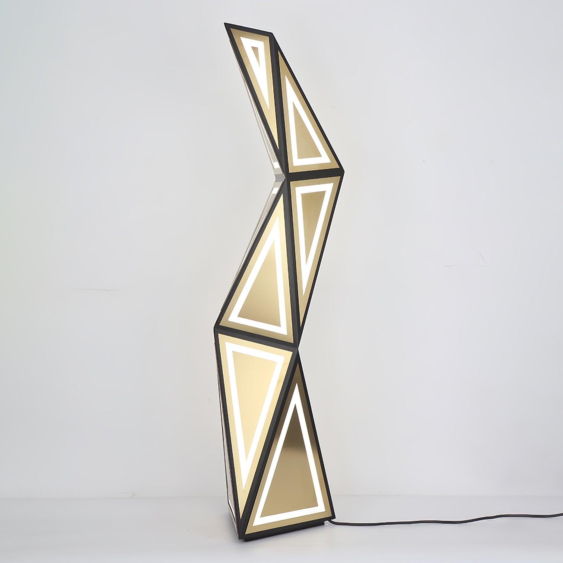 Modern Geometric Tapered Cube Floor Lamp with Integrated LED Black and Gold Finish for Living Room
