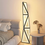 Modern Geometric Tapered Cube Floor Lamp with Integrated LED Black and Gold Finish for Living Room