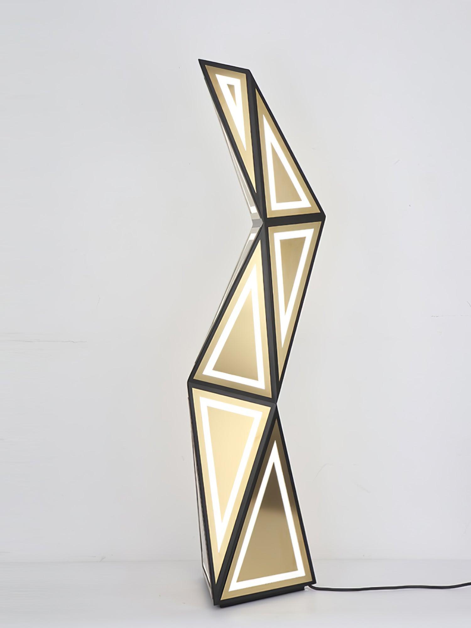 Modern Geometric Tapered Cube Floor Lamp with Integrated LED Black and Gold Finish for Living Room