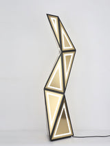 Modern Geometric Tapered Cube Floor Lamp with Integrated LED Black and Gold Finish for Living Room