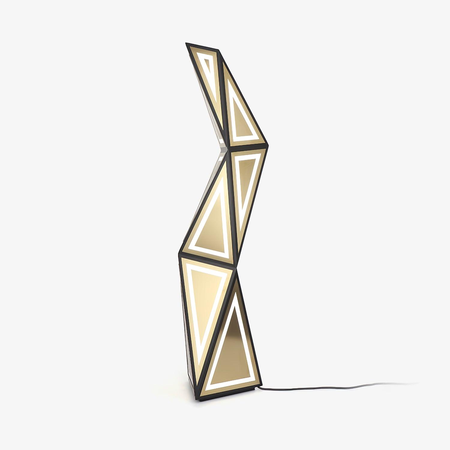 Modern Geometric Tapered Cube Floor Lamp with Integrated LED Black and Gold Finish for Living Room