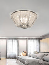 Luxury Contemporary Tassel Aluminum Chain Chandelier Modern Flush Mount Ceiling Light