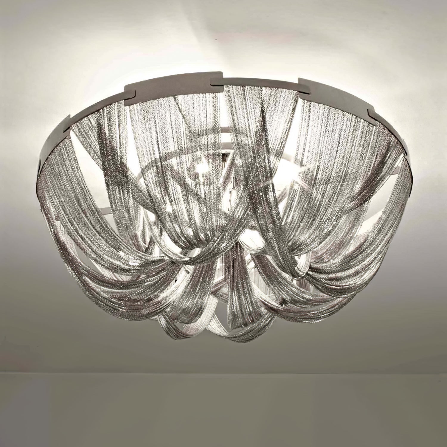 Luxury Contemporary Tassel Aluminum Chain Chandelier Modern Flush Mount Ceiling Light