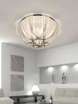 Luxury Contemporary Tassel Aluminum Chain Chandelier Modern Flush Mount Ceiling Light