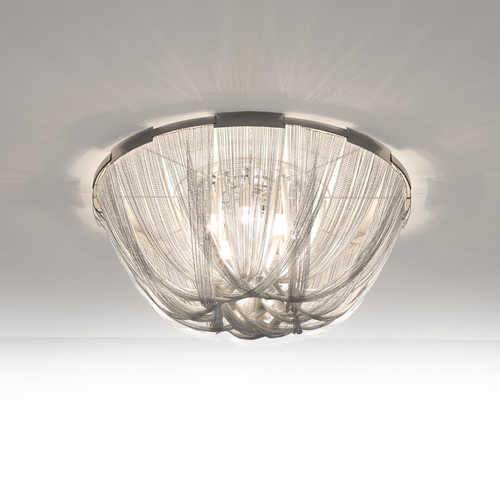 Luxury Contemporary Tassel Aluminum Chain Chandelier Modern Flush Mount Ceiling Light