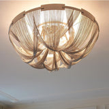 Luxury Contemporary Tassel Aluminum Chain Chandelier Modern Flush Mount Ceiling Light