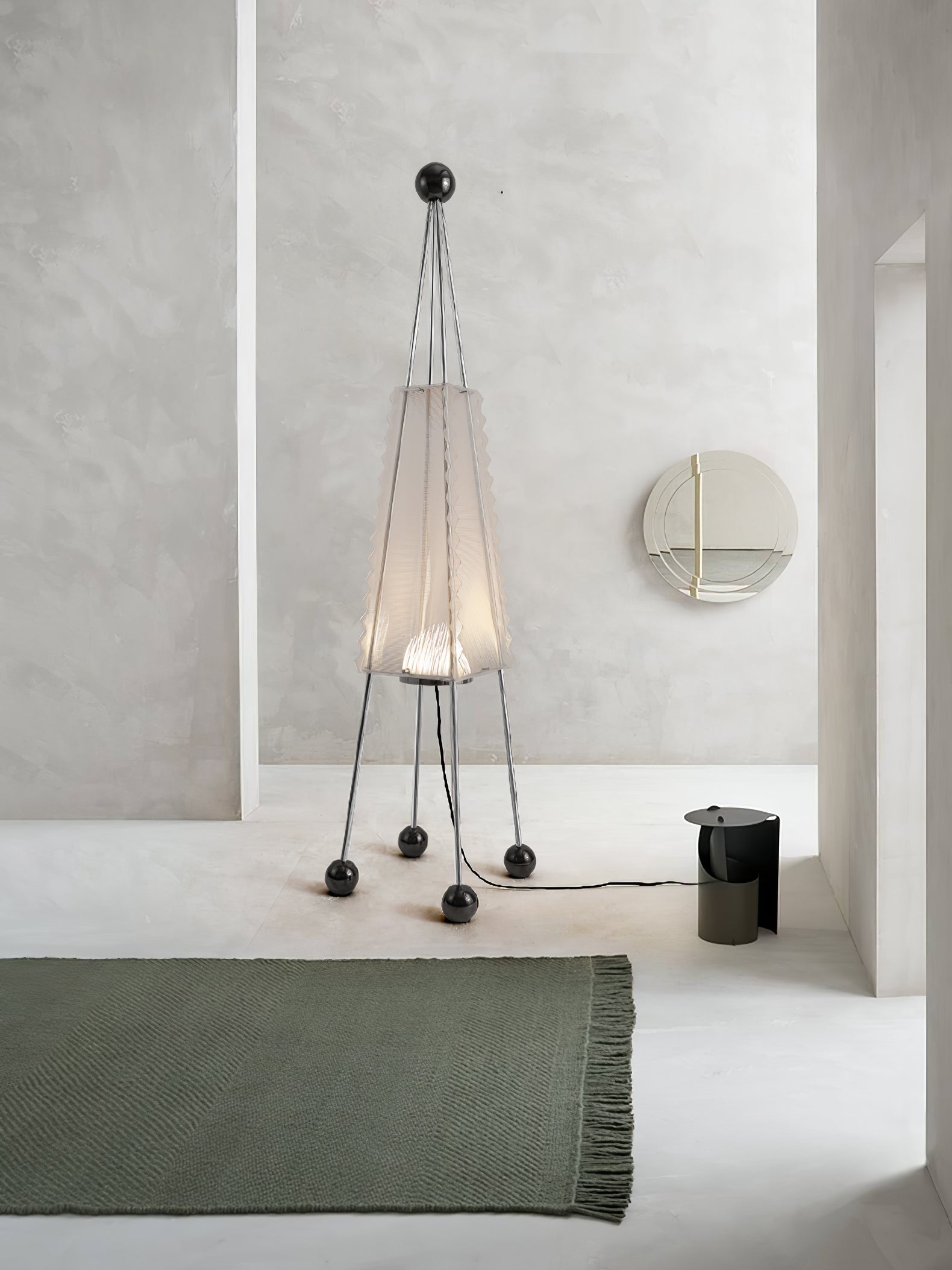 Tent Geometric Acrylic Floor Lamp Modern Stainless Steel Standing Light with 3 Color LED