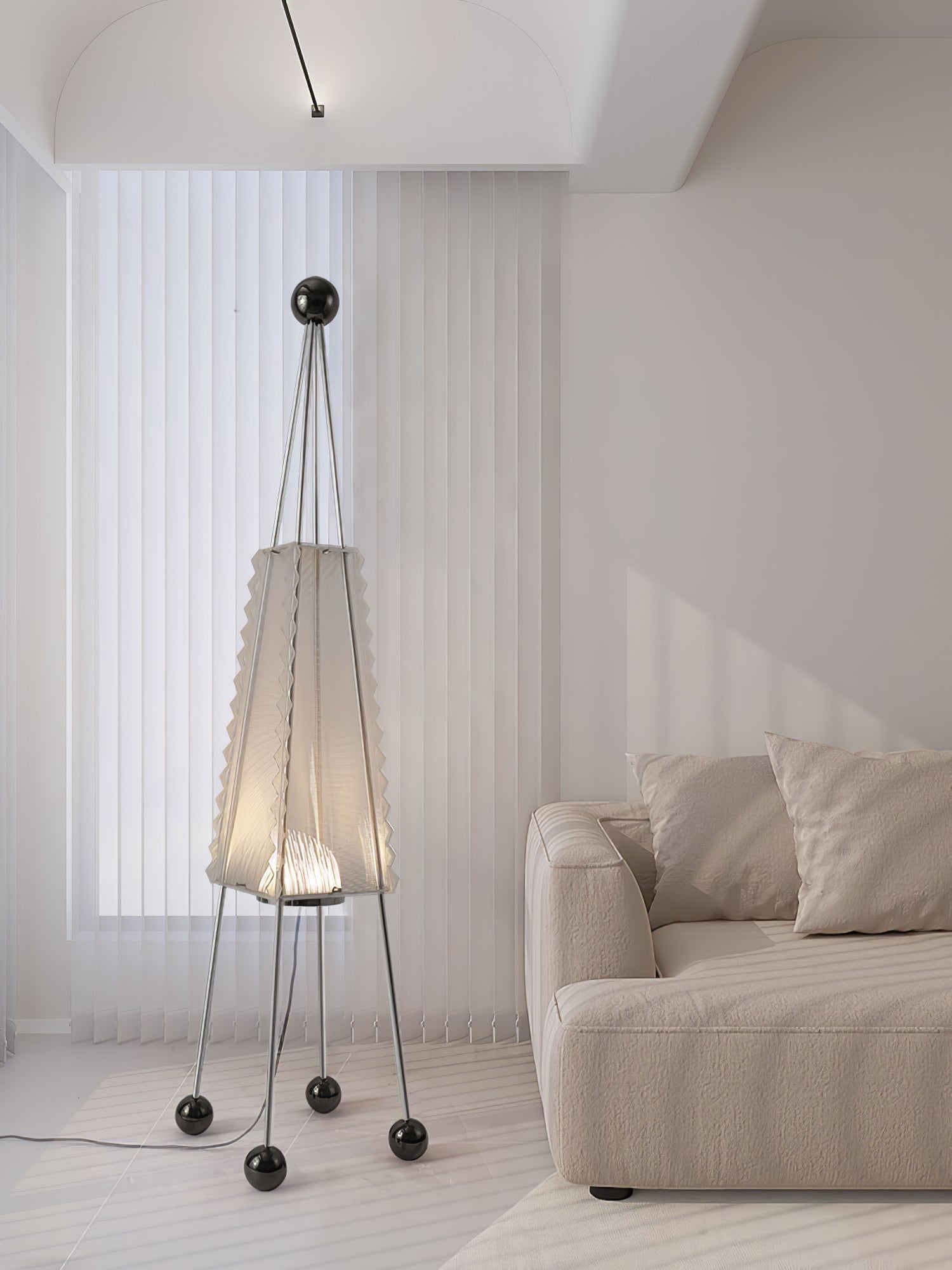 Tent Geometric Acrylic Floor Lamp Modern Stainless Steel Standing Light with 3 Color LED