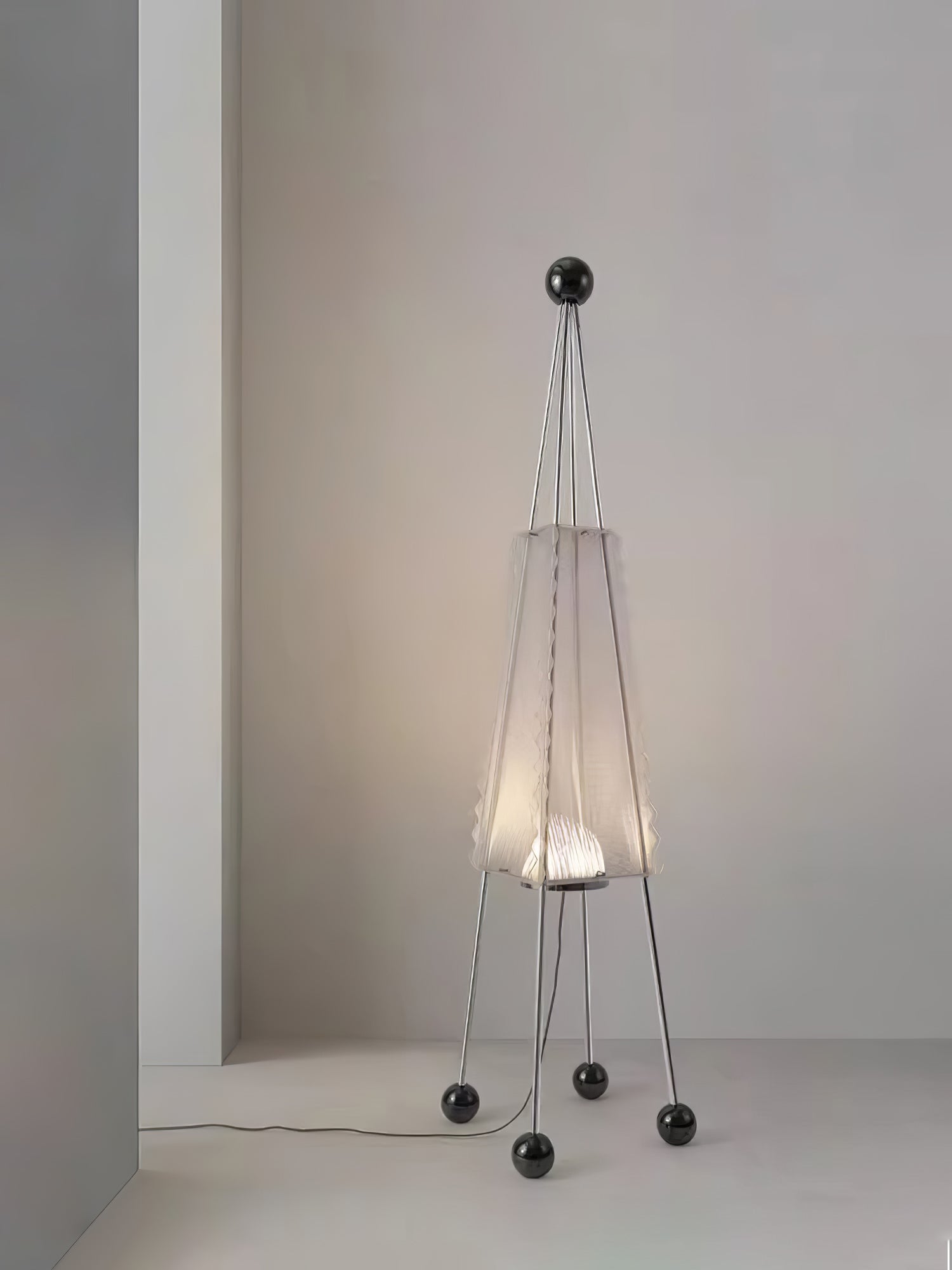Tent Geometric Acrylic Floor Lamp Modern Stainless Steel Standing Light with 3 Color LED