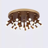 Tentacle Modern Wood LED Ceiling Lamp Multi Arm Integrated Flush Mount Lighting
