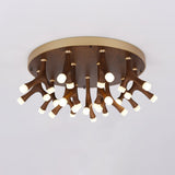 Tentacle Modern Wood LED Ceiling Lamp Multi Arm Integrated Flush Mount Lighting