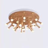 Tentacle Modern Wood LED Ceiling Lamp Multi Arm Integrated Flush Mount Lighting