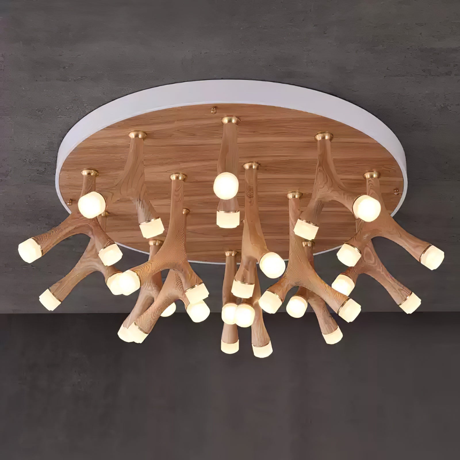 Tentacle Modern Wood LED Ceiling Lamp Multi Arm Integrated Flush Mount Lighting