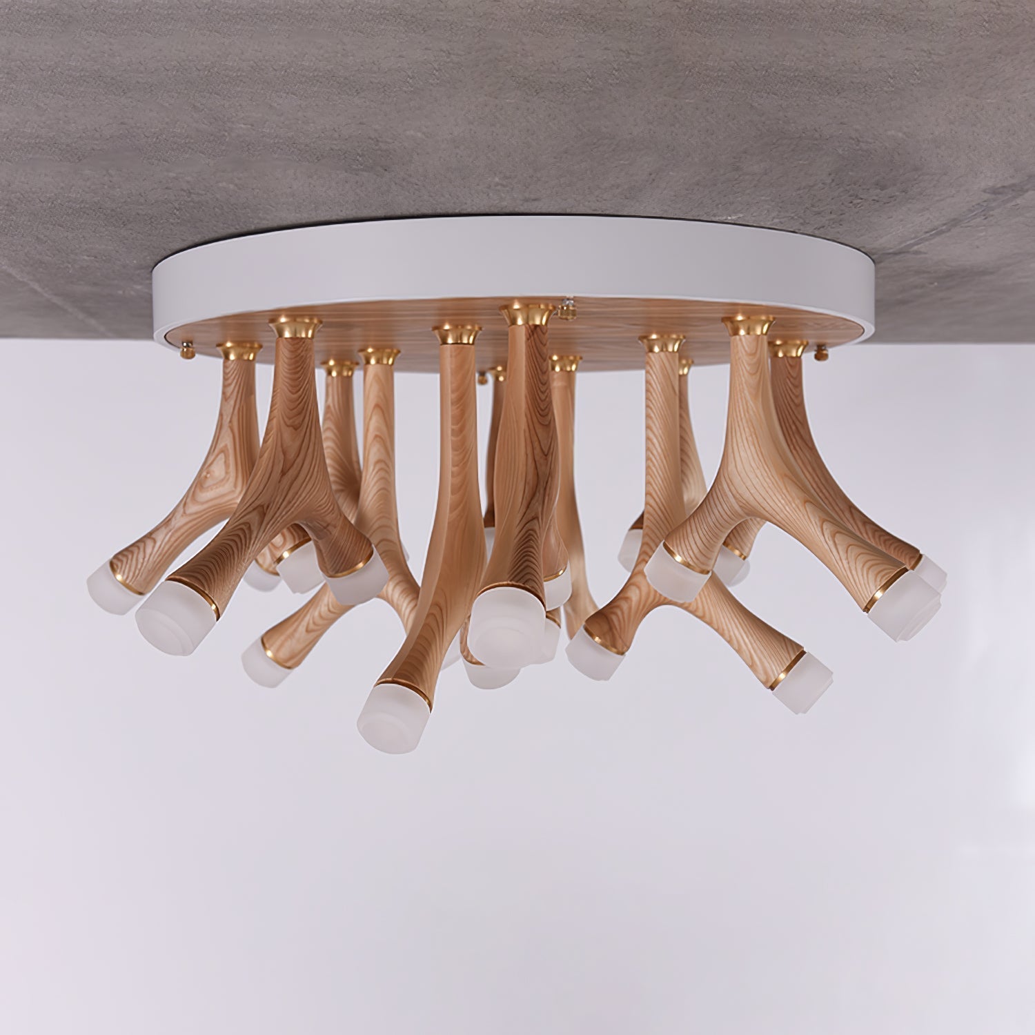 Tentacle Modern Wood LED Ceiling Lamp Multi Arm Integrated Flush Mount Lighting
