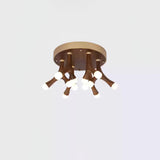 Tentacle Modern Wood LED Ceiling Lamp Multi Arm Integrated Flush Mount Lighting