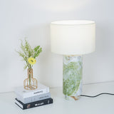 Modern Marble Base Table Lamp with Fabric Shade for Bedside and Living Room Lighting