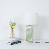 Modern Marble Base Table Lamp with Fabric Shade for Bedside and Living Room Lighting
