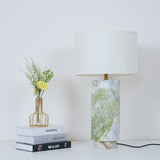 Modern Marble Base Table Lamp with Fabric Shade for Bedside and Living Room Lighting