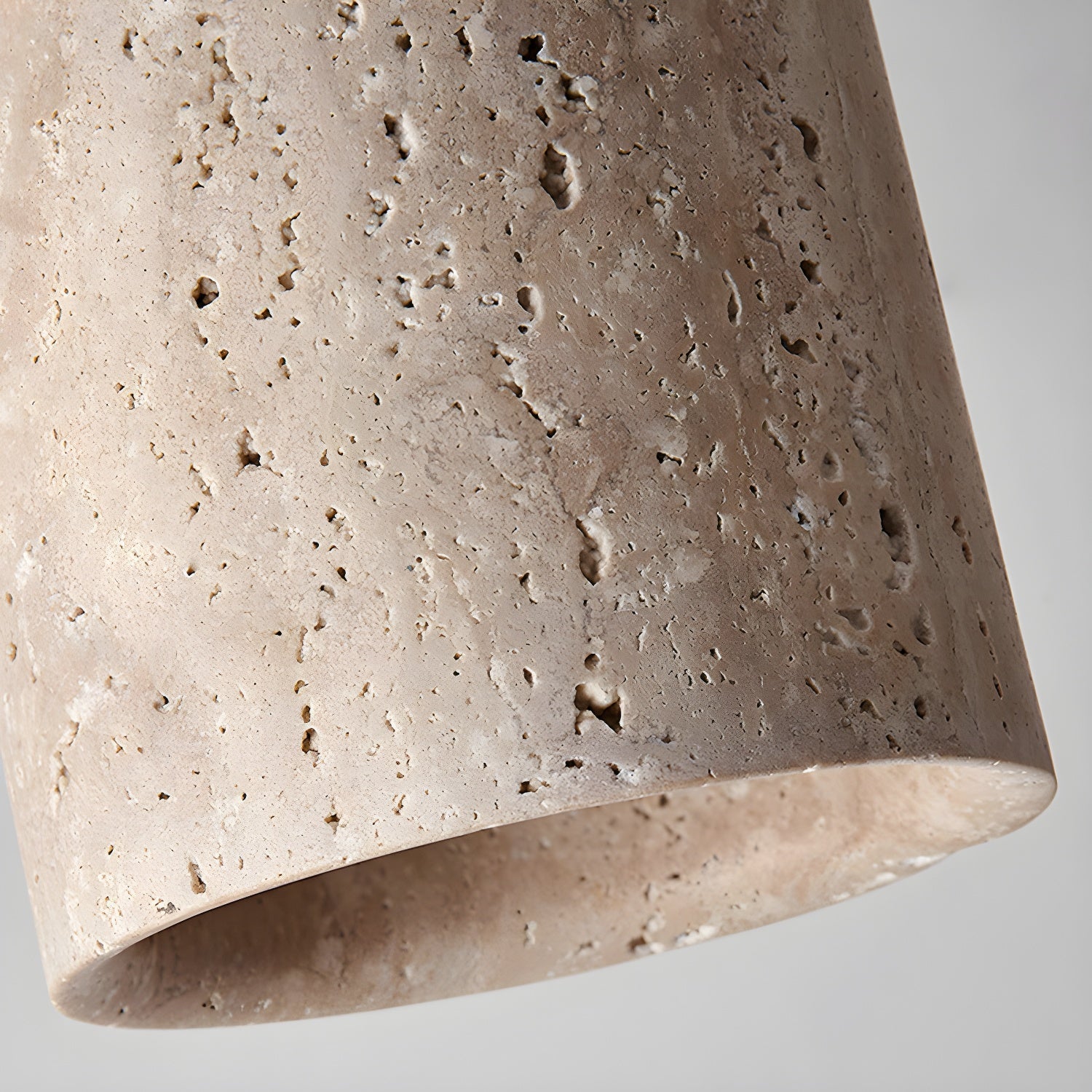Modern Travertine Stone Cylinder Flush Mount Ceiling Light with Wood Finishes