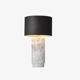 Modern Marble Base Table Lamp with Fabric Shade for Bedside and Living Room Lighting