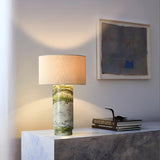 Modern Marble Base Table Lamp with Fabric Shade for Bedside and Living Room Lighting