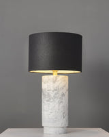 Modern Marble Base Table Lamp with Fabric Shade for Bedside and Living Room Lighting