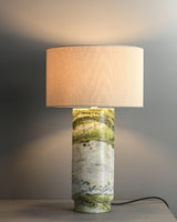 Modern Marble Base Table Lamp with Fabric Shade for Bedside and Living Room Lighting