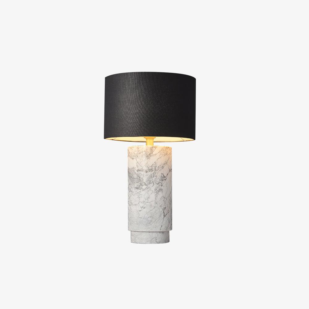 Modern Marble Base Table Lamp with Fabric Shade for Bedside and Living Room Lighting