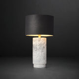 Modern Marble Base Table Lamp with Fabric Shade for Bedside and Living Room Lighting