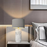 Modern Marble Base Table Lamp with Fabric Shade for Bedside and Living Room Lighting