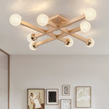 modern-tetrix-wood-flush-mount-ceiling-light-with-white-glass-shades-for-living-room-bedroom