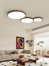 Modern Minimalist Geometric LED Ceiling Light with Walnut Wood Grain Finish
