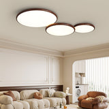 Modern Minimalist Geometric LED Ceiling Light with Walnut Wood Grain Finish